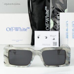 Off-White Men Sunglasses Marble Grey Square OERI097 MILANO 0807 NEW AUTHENTIC